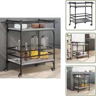 vidaXL Carrello da cucina con ruote - vidaXL Carrello da Cucina Grigio Sonoma 82x40x78,5cm Legno Multistrato - Carrello da cucina con freni