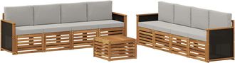vidaXL Conjunto De Sof&aacute;s De Exterior 9 Uds. Natural Y Gris Claro Vidaxl