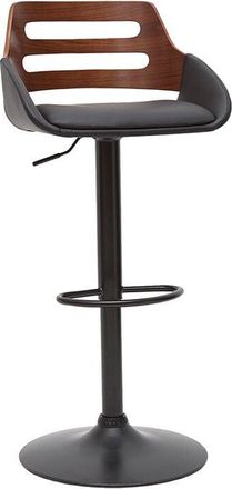 Miliboo Taburete de cocina regulable de diseño negro y nogal pernik