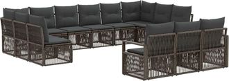 vidaXL Conjunto De Sof&aacute;s De Jard&iacute;n 13 Uds. Gris Rat&aacute;n Sint&eacute;tico Vidaxl