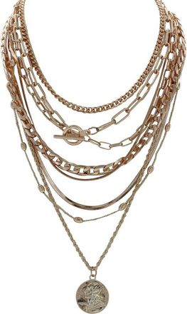 Olivia Welles Lindsay Layered Necklace in Rose Gold at Nordstrom Rack