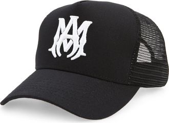 Amiri MA Logo Trucker Hat in Black /White at Nordstrom