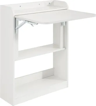 SoBuy Sobuy - Mesa Escritorio Plegable Mesa Plegable Para Computadora Con Estantes De Almacenamiento Mesa De Trabajo 64x58x82cm Fwt92-w Es