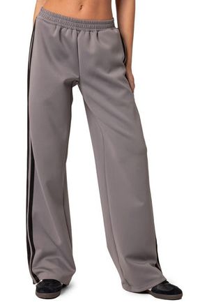 Edikted Robyn Side Stripe Track Pants in Dark-Gray at Nordstrom, Size X-Large
