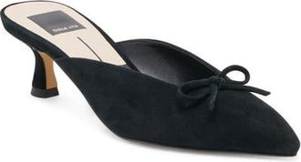 Dolce Vita Cleo Pointed Toe Kitten Heel Mule in Nero Suede at Nordstrom, Size 8.5