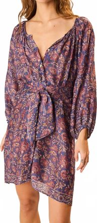 Natalie Martin Alex Short Dress With Sash In Artichoke Mariner