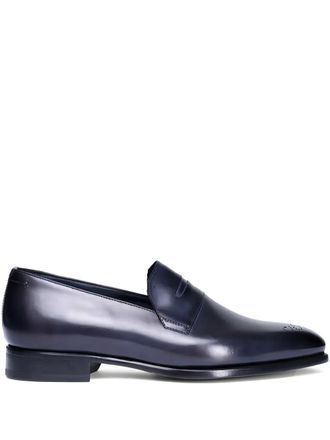 Brioni Geperforeerde leren loafers - Blauw