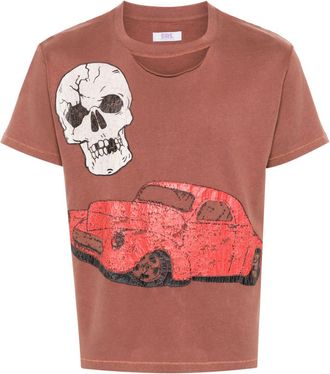 ERL skull-print cotton T-shirt - men - Cotton - S - Brown