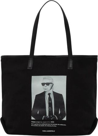Karl Lagerfeld Tassen, Dames, Zwart, ONE Size, Katoen, Grote Shopper