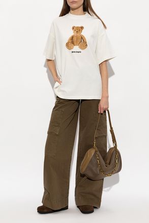 Palm Angels T-shirt With Printed Logo, Womens, White