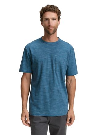 Tom Tailor Rundhalsshirt TOM TAILOR, Herren, Gr. S, bunt (real teal blau multi inject), Single Jersey, Obermaterial: 85% Baumwolle, 15% Polyester, meliert, norma