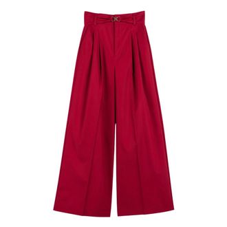 Twinset Wide Trousers, female, Red, Size: XS High-Waist Wide Trousers