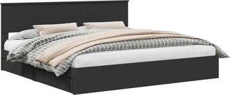 vidaXL Storage Bed with Headboard Black 200 x 200 cm Engineered Wood vidaXL