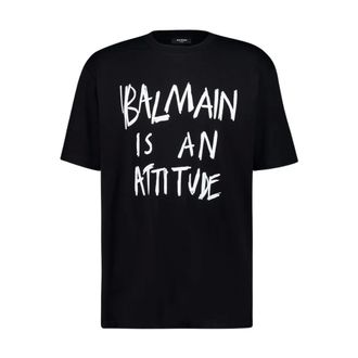 Balmain Attitude Printed T-Shirt - male - Balmain - T-Shirts - Black - L - Tops