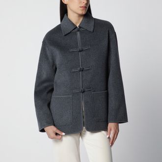 R&oacute;he Giacca in lana double-face con chiusura pankou grigio scuro m&eacute;lange