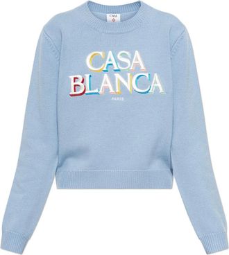 Casablanca Truien & Vesten, Dames, Blauw, S, Wol, Stacked Logo Jumper
