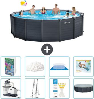 Intex Piscina Graphite Panel Redonda - 478x124 Cm - 9-piezas S527