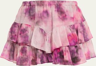 Isabel Marant Jocadia Tie-Dye Cotton Ruffle Mini Skirt