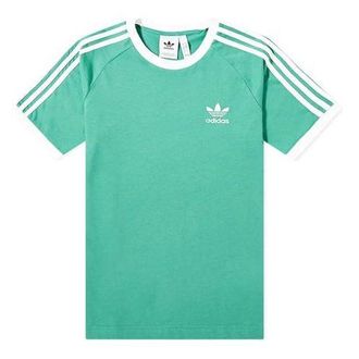 adidas originals 3-Stripes Tee Casual Round Neck Loose Logo Stripe Short Sleeve Green FM3771