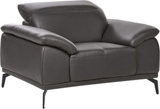 Beliani Armchair Black Faux Leather Push-Back Manually Adjustable Headrest Metal Legs Modern Living Room VEJEN