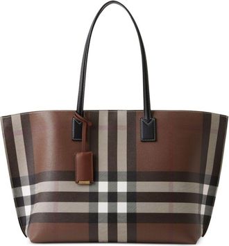 Burberry checked logo-tag tote bag - women - Polyurethane/Cotton - One Size - Brown