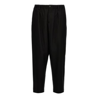 Marni Slim-fit Trousers, male, Black, XL, Tropical Wool Cropped Trousers