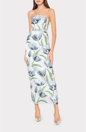 Milly Orion Tulip Jacquard Strapless Gown in Blue at Nordstrom, Size 10