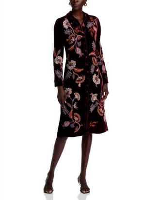 Johnny Was Gineva Velvet Shirt Dress In Blackberry