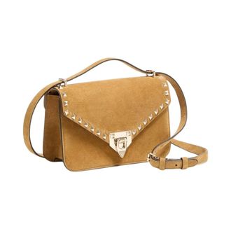 Valentino Studded Suede Shoulder Bag - Dames - Handtassen - Beige - ONE Size - Su&egrave;de - Tassen