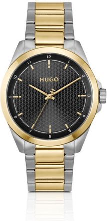 HUGO BOSS Seam two-tone watch with black textured dial