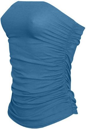 Generic New Ladies Womens Side Ruched Strappless Boobtube Bandeau Bra Crop Top Plus Size 8-26 (M/L (UK 12/14), Teal)