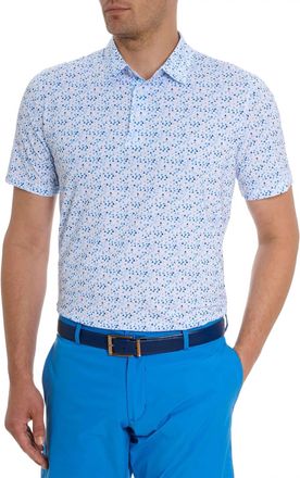 Robert Graham Calder Geo Print Performance Golf Polo In Blue