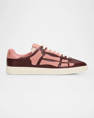 Amiri Lizard-Embossed Leather Pacific Bones Sneakers