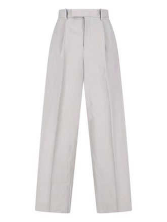 Jil Sander Grey High-Waisted Tailored Wide-Leg Trousers
