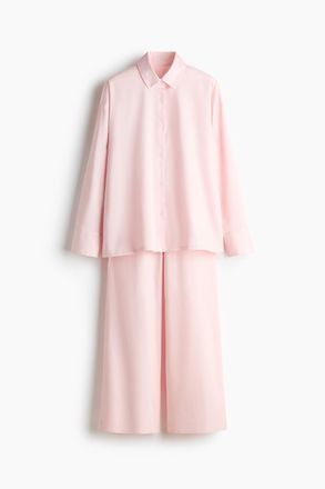 H&M Pyjama aus Baumwollsatin - Hellrosa