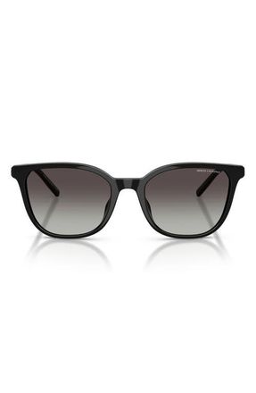 A|X Armani Exchange 54mm Cat Eye Sunglasses in Shiny Black /Grey Gradient at Nordstrom