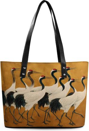 Generic Japanese Crane Bird Tote Bags for Women Cute Shoulder Purses Handbags