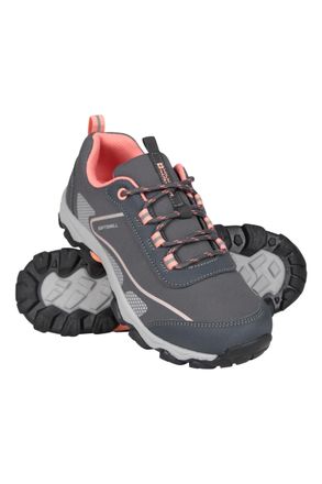 Mountain Warehouse Softshell Kids Shoes - Durable & Breathable Sneakers, Mesh Lined, High Traction - for Autumn Winter, Running, Hiking Light Grey Junior Shoe Size 3