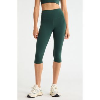 Zella Studio Luxe High Waist Capri Leggings in Green Timber at Nordstrom, Size Xx-Large
