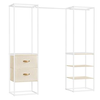 Songmics Perchero de pared con barra extensible de color beige