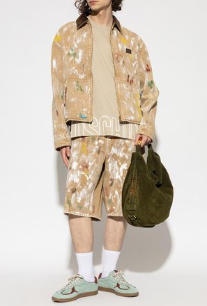Moschino Denim Shorts With A vintage Effect, Mens, Beige