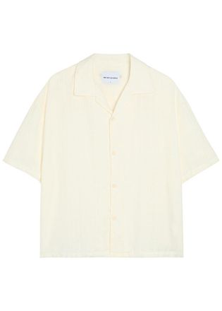 Mki Miyuki Zoku Vacation Checked-weave Cotton Shirt - White 02 - Xxl