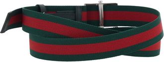 Gucci Mens Belt With Web Motif Green Canvas