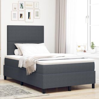 vidaXL Box Spring Bed Manual Dark Grey and White 193 x 120 x 128 cm vidaXL