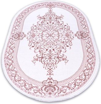 RugsX Rugsx - Carpet acrylic dizayn oval 142 ivory / pink pink 80x300 cm