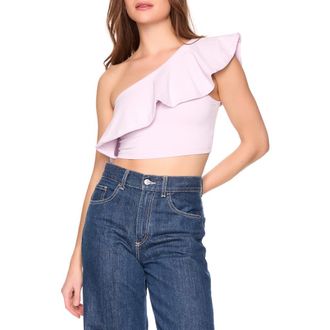 Susana Monaco Flutter One-Shoulder Crop Top in Opal at Nordstrom Rack, Size Medium