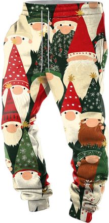 Generic Mens Christmas Jogging Bottoms Training Sweatpants Xmas Joggers Long Cargo Work Christmas Trousers Baggy Pants with Drawstring Loungewear Regular Fit 