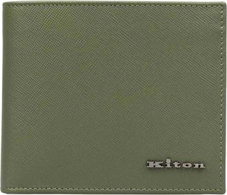 Kiton Klassieke Portemonnee - Heren - Portefeuilles - Groen - ONE Size - Leer - Accessoires