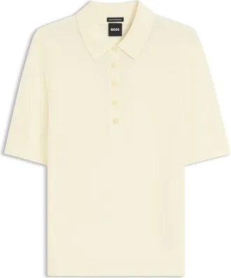 BOSS Short-sleeved sweater in merino wool with polo collar