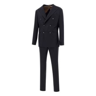 Barba Double Breasted Suits, male, Blue, Size: 2XL Virgin Wool Two-Piece Suit